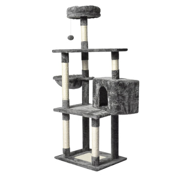 PaWz Cat Tree Toy Scratching Post Scratcher Tower Condo Wooden House Grey 130cm PaWz